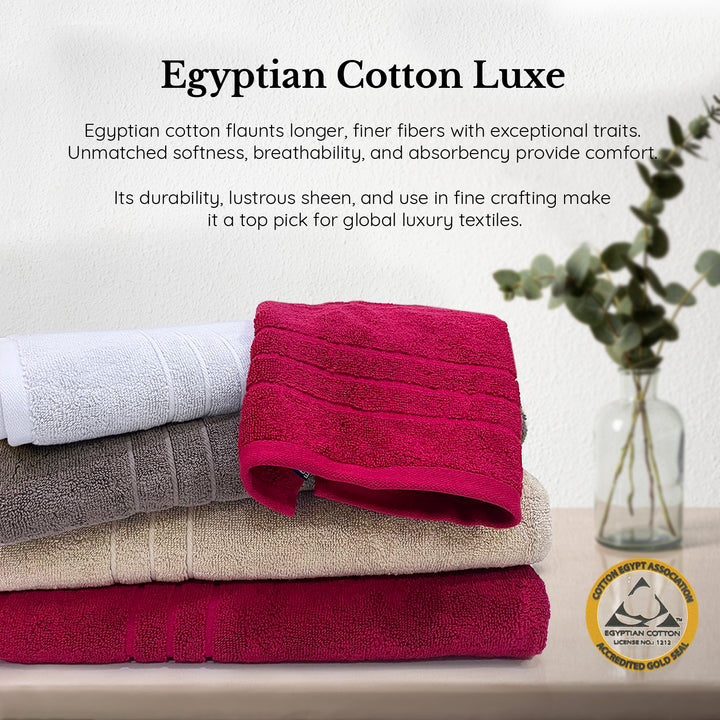 Luxury Egyptian Cotton Towels With 650 GSM (Extra-long-staple cotton loops, Unrivaled Softness, Superior Absorbency, Long-lasting Durability, Luxurious Thickness, Elegant Border Design, 650 GSM) 