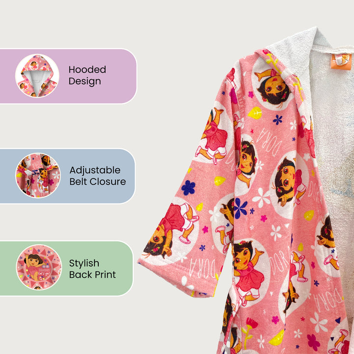 Dora Printed Cotton Bathrobe for Kids