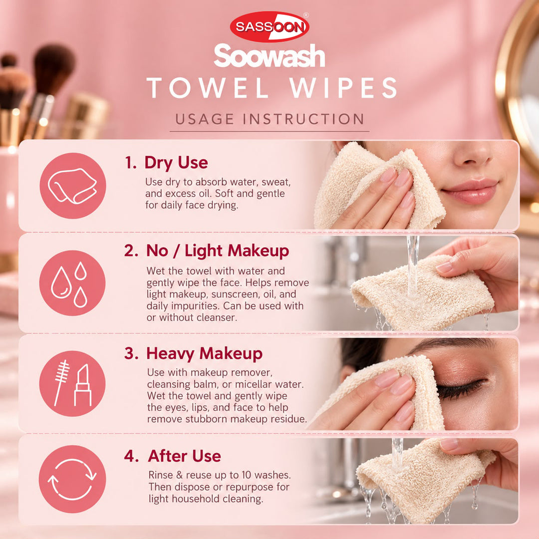Soowash Makeup Remover Towel Wipes (Pack of 2)