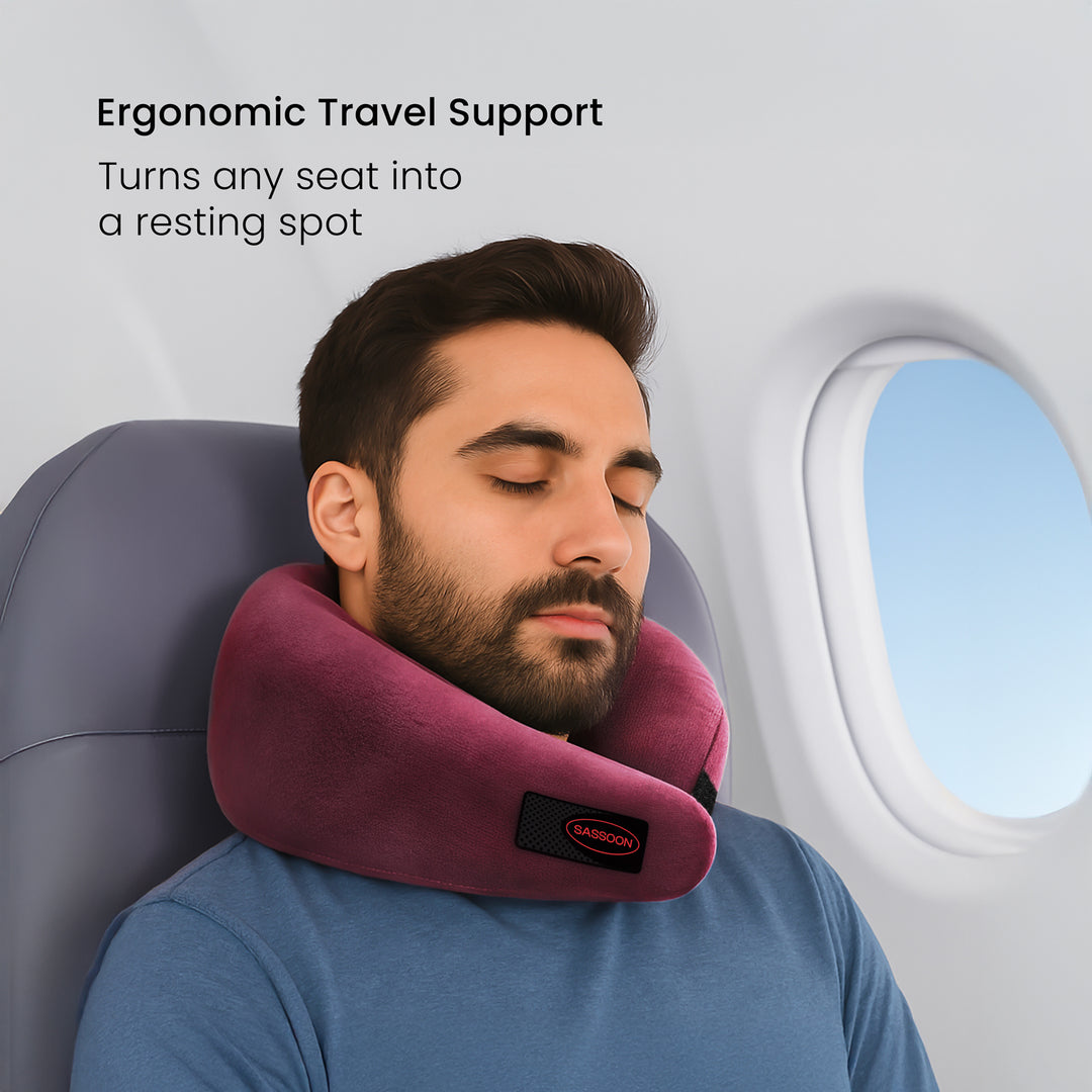 Memory Foam Neck Support Pillow With Adjustable Velcro Strap