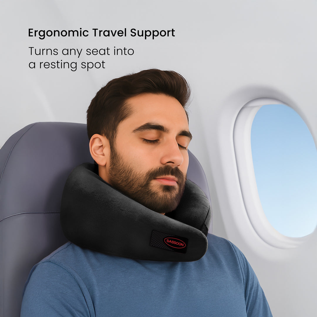Memory Foam Neck Support Pillow With Adjustable Velcro Strap