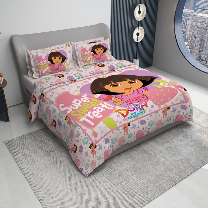 Dora Digital Printed 300TC Cotton Bedsheet (Sweet Treat)