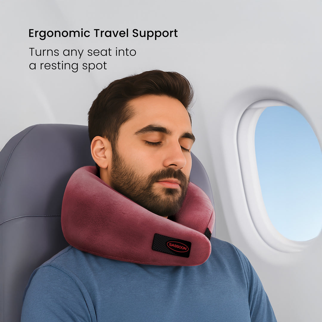 Memory Foam Neck Support Pillow With Adjustable Velcro Strap