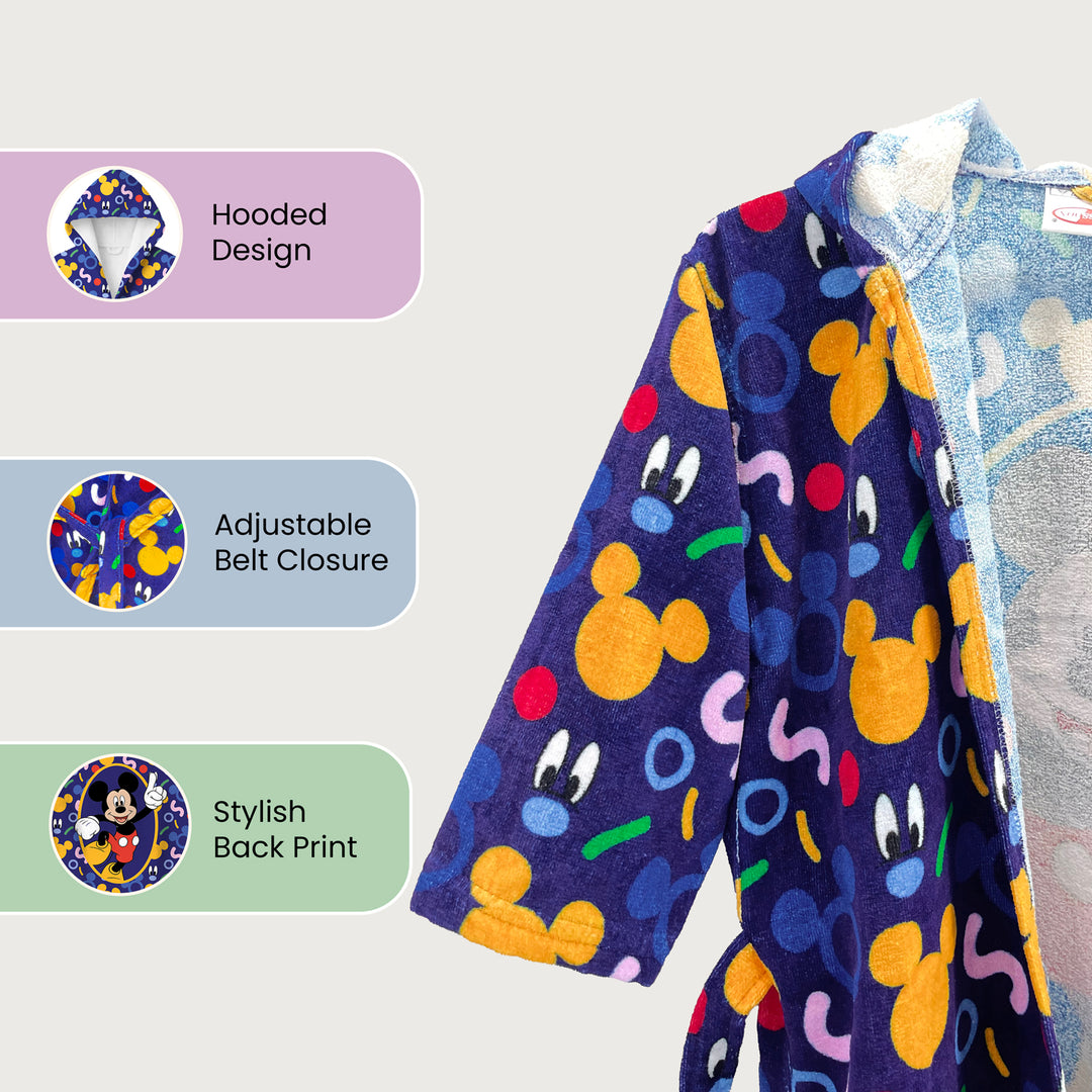 Disney Mickey Mouse Printed Cotton Bathrobe for Kids