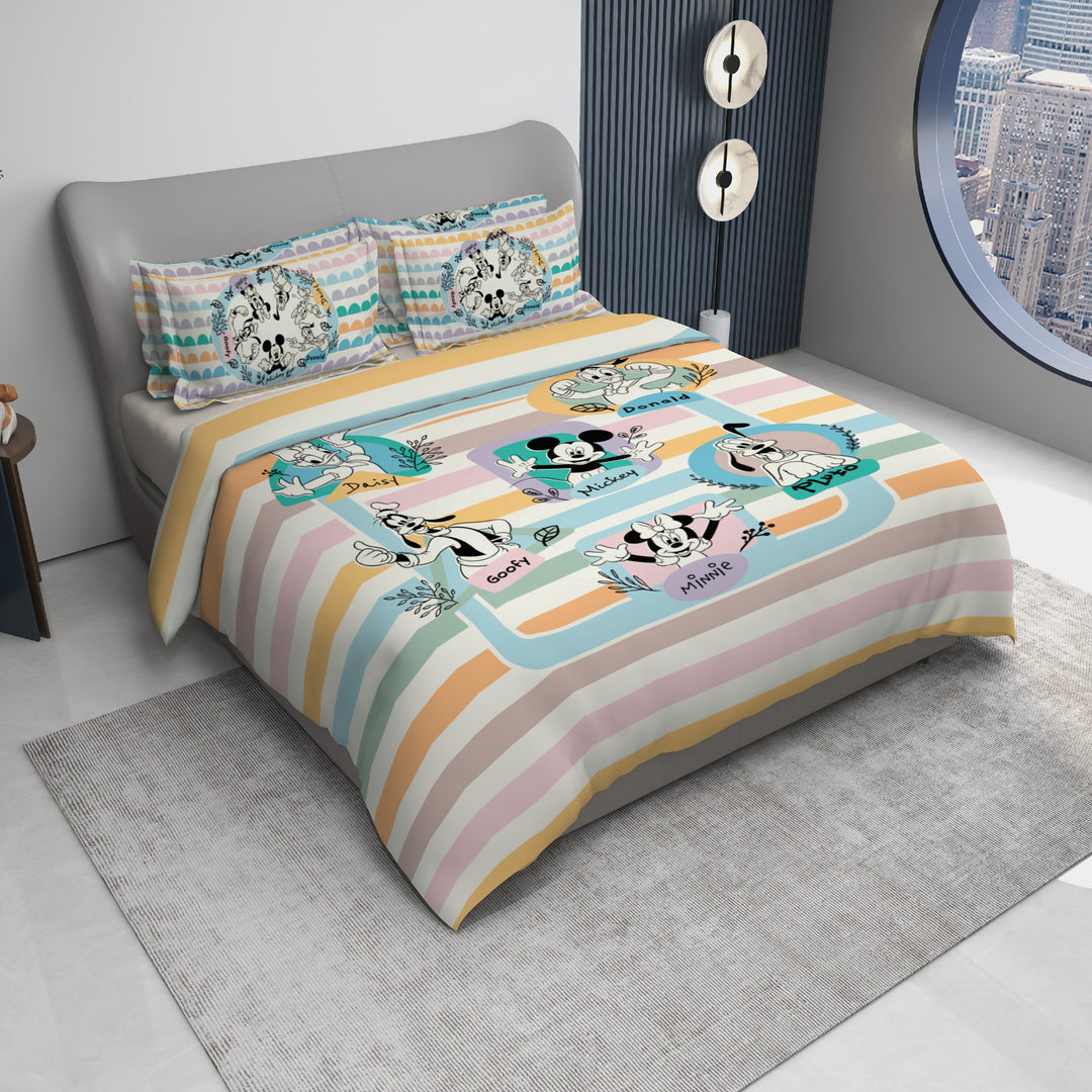 Disney Mickey Mouse & Friends Digital Printed 300TC Cotton Bedsheet