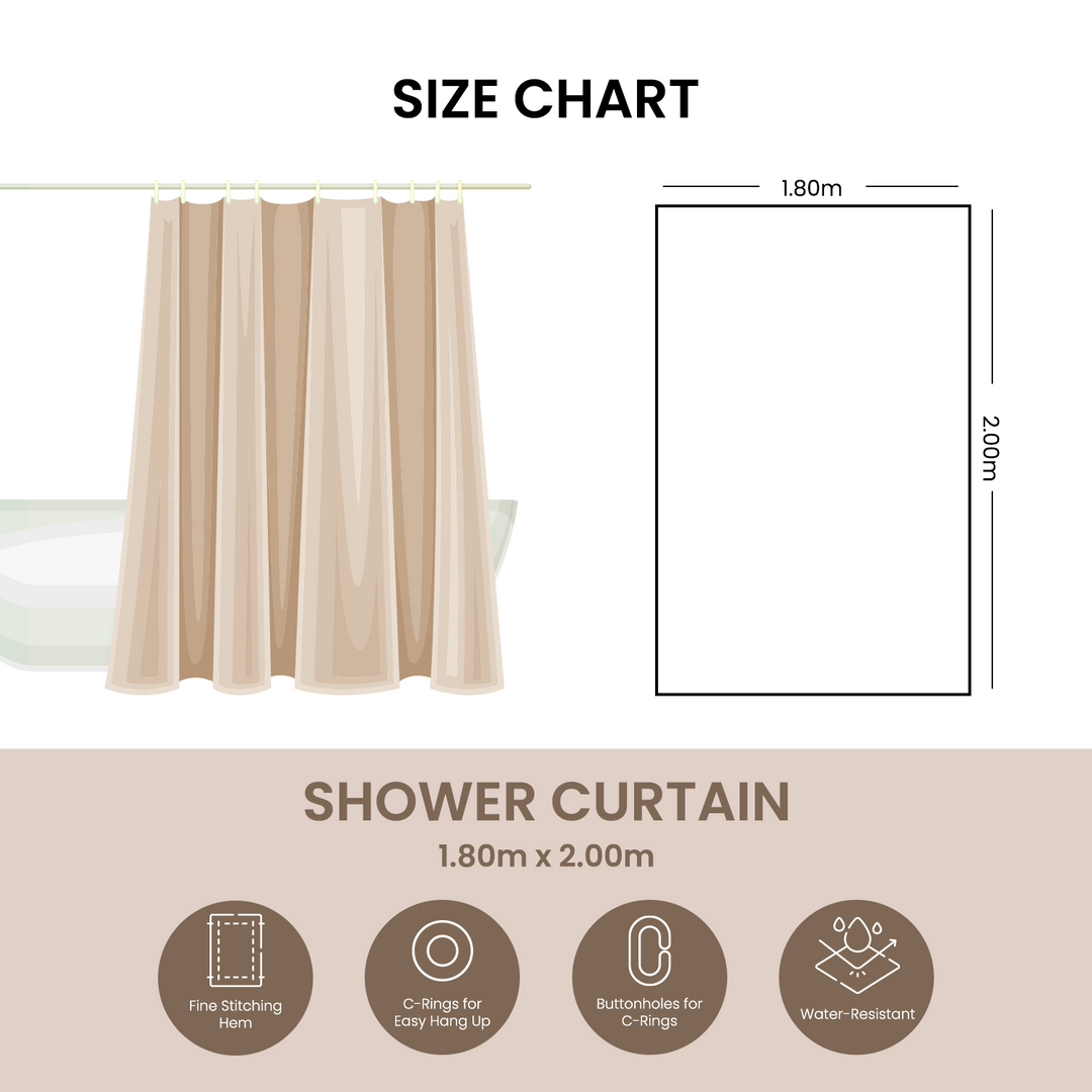 Printed Shower Curtain with Hooks