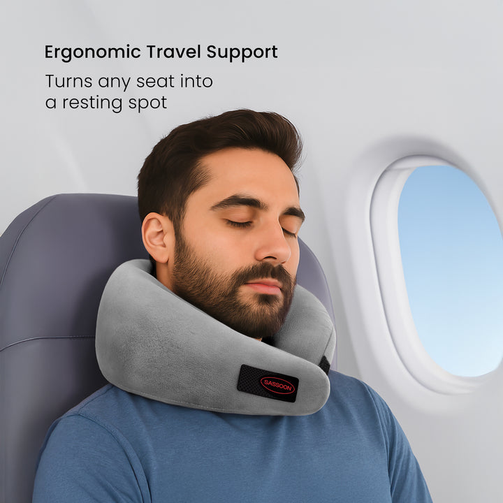 Memory Foam Neck Support Pillow With Adjustable Velcro Strap