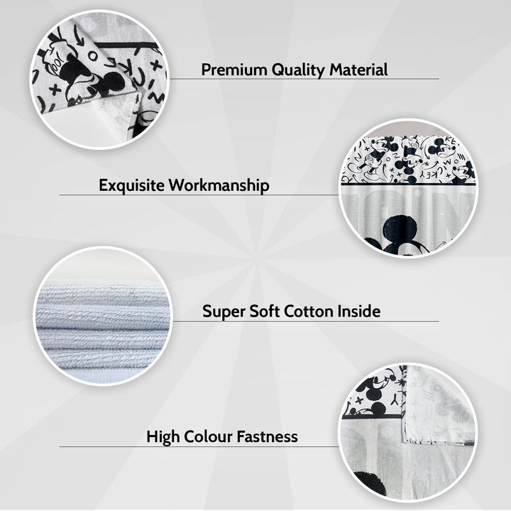 Disney Mickey Mouse Towel : 100% Cotton, Ultrasoft and breathable, High quality (Size : 75 cm x 150 cm) Fade-Resistant. 