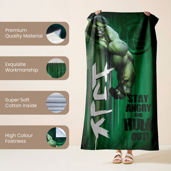 Marvel Hulk Towel For Kids & Adults