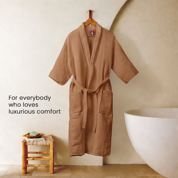 Brink 100% Cotton Unisex Waffle Bathrobe
