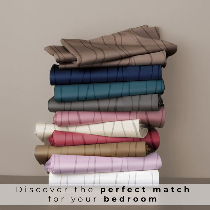 Artemis Italian Jacquard Weave Sateen Cotton Bedsheet- 400 TC (Wave Design)