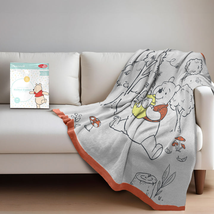 Disney Winnie The Pooh Baby Knitted Blanket - 100cm x 120cm