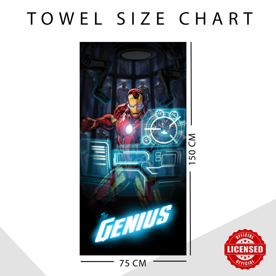 Marvel Ironman Towel : 100% Cotton, Ultrasoft and breathable, High quality (Size : 75 cm x 150 cm) Fade-Resistant. 