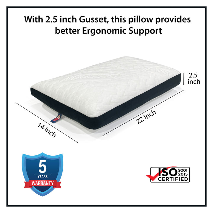 Soft Gusseted Memory Foam Pillow with removable and washable cover. ( Hypoallergenic, dust and mite resistant, ergonomic support, soft and breathable) 