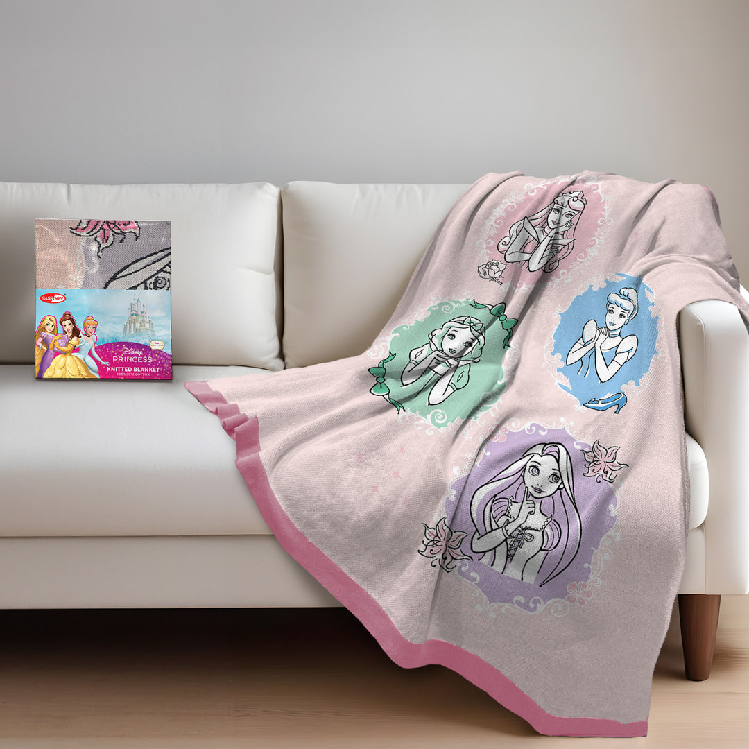 Disney Princess Kids Single Bed Knitted Blanket