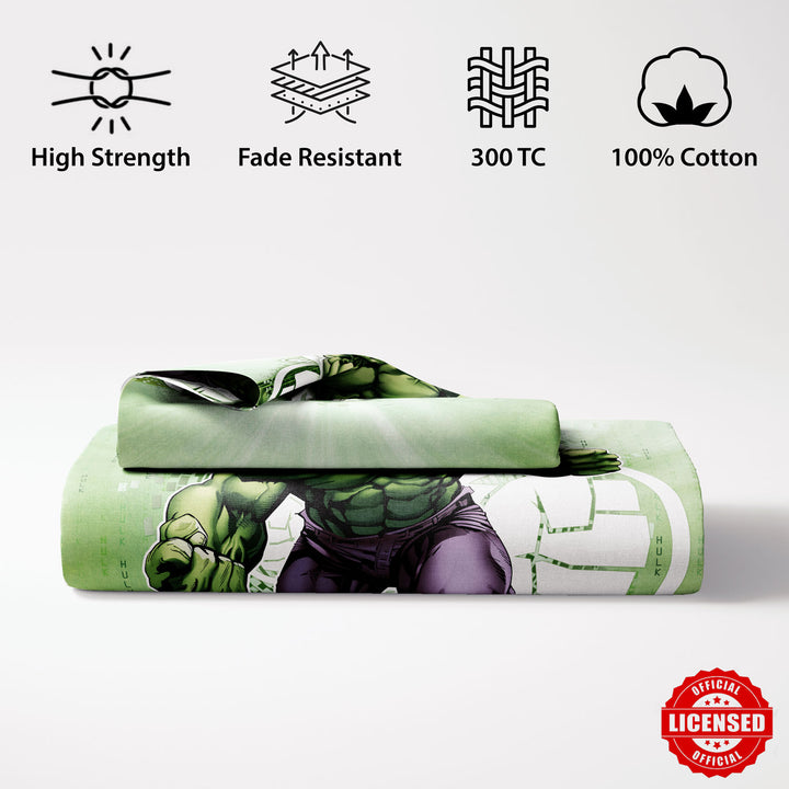 Marvel Hulk Digital Printed 300TC Cotton Bedsheet