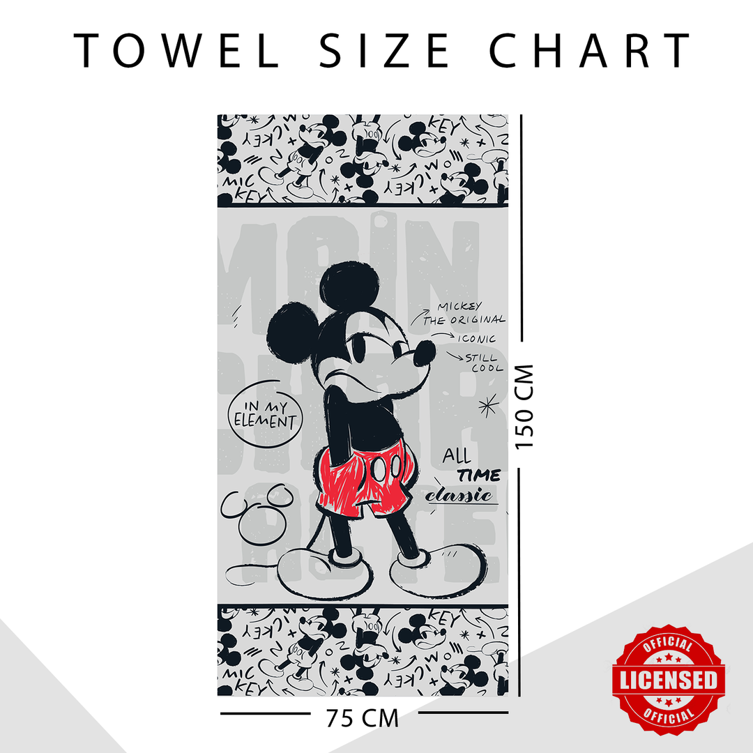 Disney Mickey Mouse Towel : 100% Cotton, Ultrasoft and breathable, High quality (Size : 75 cm x 150 cm) Fade-Resistant. 