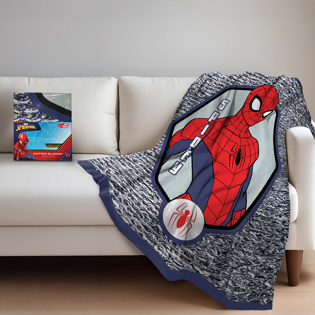 Marvel Spiderman Kids Single Bed Knitted Blanket