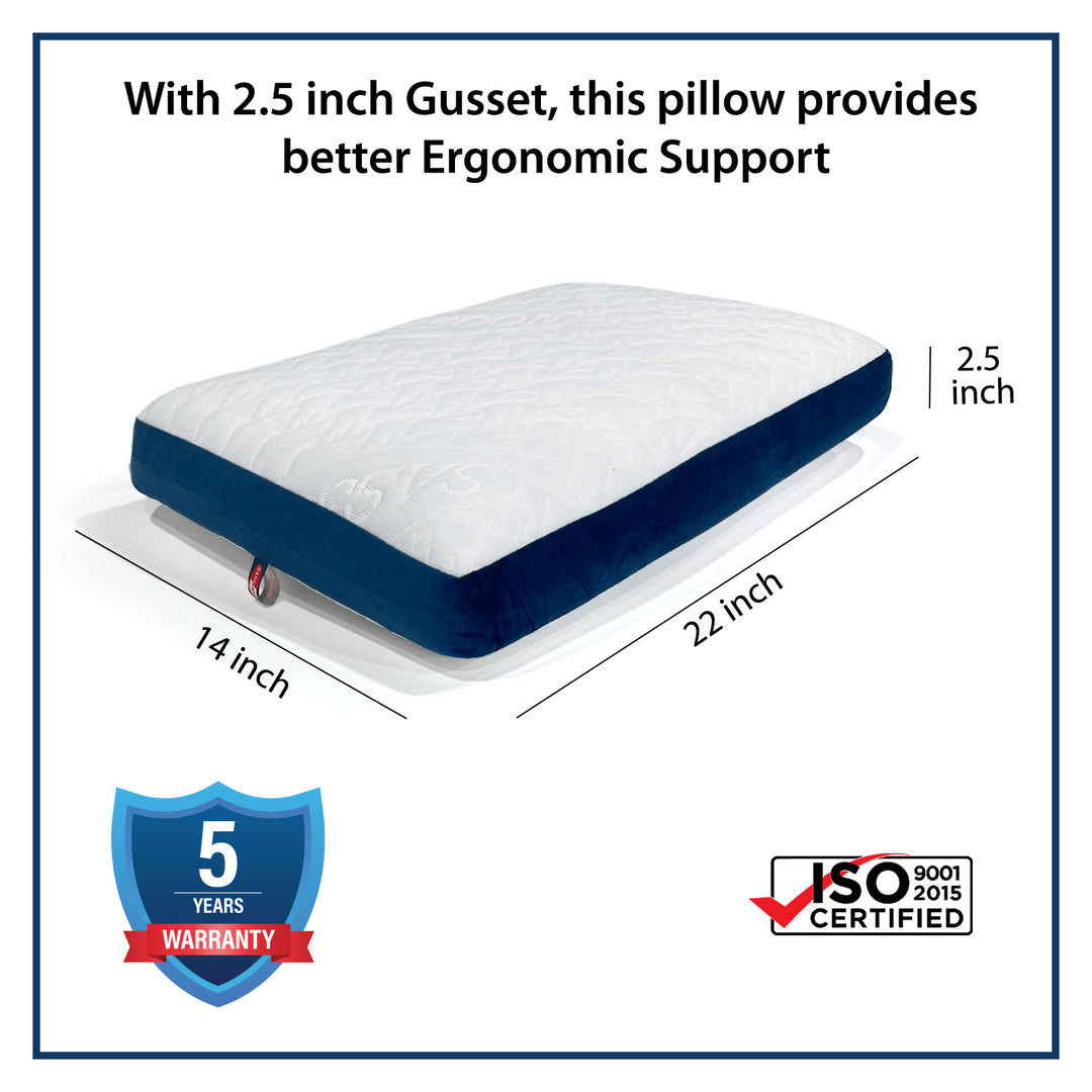 Soft Gusseted Memory Foam Pillow with removable and washable cover. ( Hypoallergenic, dust and mite resistant, ergonomic support, soft and breathable) 