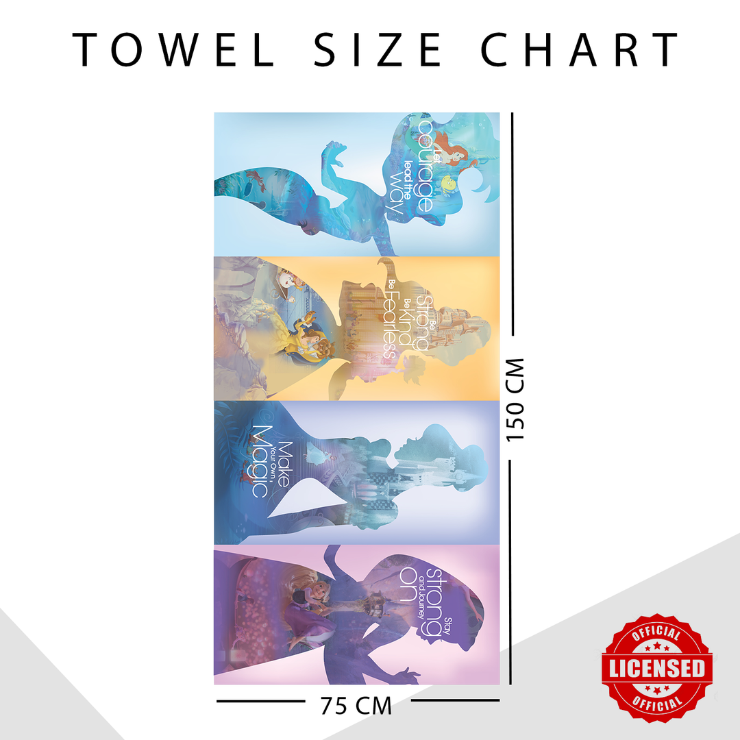 Disney Princess Towel : 100% Cotton Towel, Ultrasoft and breathable, High quality (Size: 75 cm x 150 cm) Fade-Resistant. 