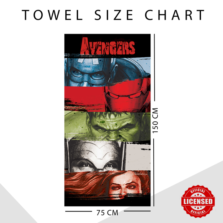 Marvel Avengers Towel : 100% Cotton, Ultrasoft and breathable, High quality (Size : 75 cm x 150 cm) Fade-Resistant. 