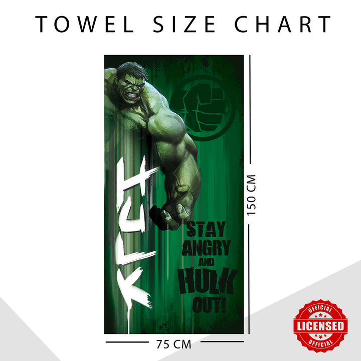 Marvel Hulk Towel : 100% Cotton, Ultrasoft and breathable, High quality (Size : 75 cm x 150 cm) Fade-Resistant. 