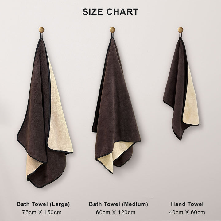 Brown & White Color Reversible Microfiber towel with 650 GSM (100% Microfiber, Dual-sided towels, Super Absorbent, 650 GSM, Durable and long-lasting, Anti Shrink, Quick drying, High-end reversible, Fade and Lint resistance )