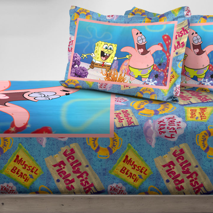 SpongeBob Digital Printed 300TC Cotton Bedsheet (Sqarepants)