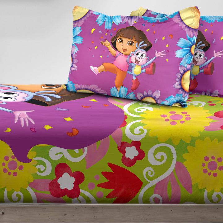 Dora Digital Printed 300TC Cotton Bedsheet (Explorer)