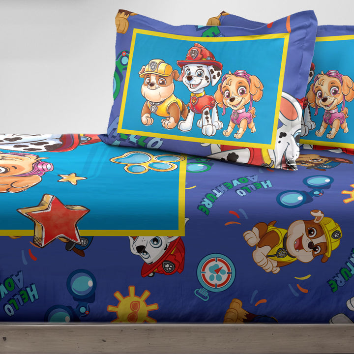 Paw Patrol Digital Printed 300TC Cotton Bedsheet (Pawsome Team)