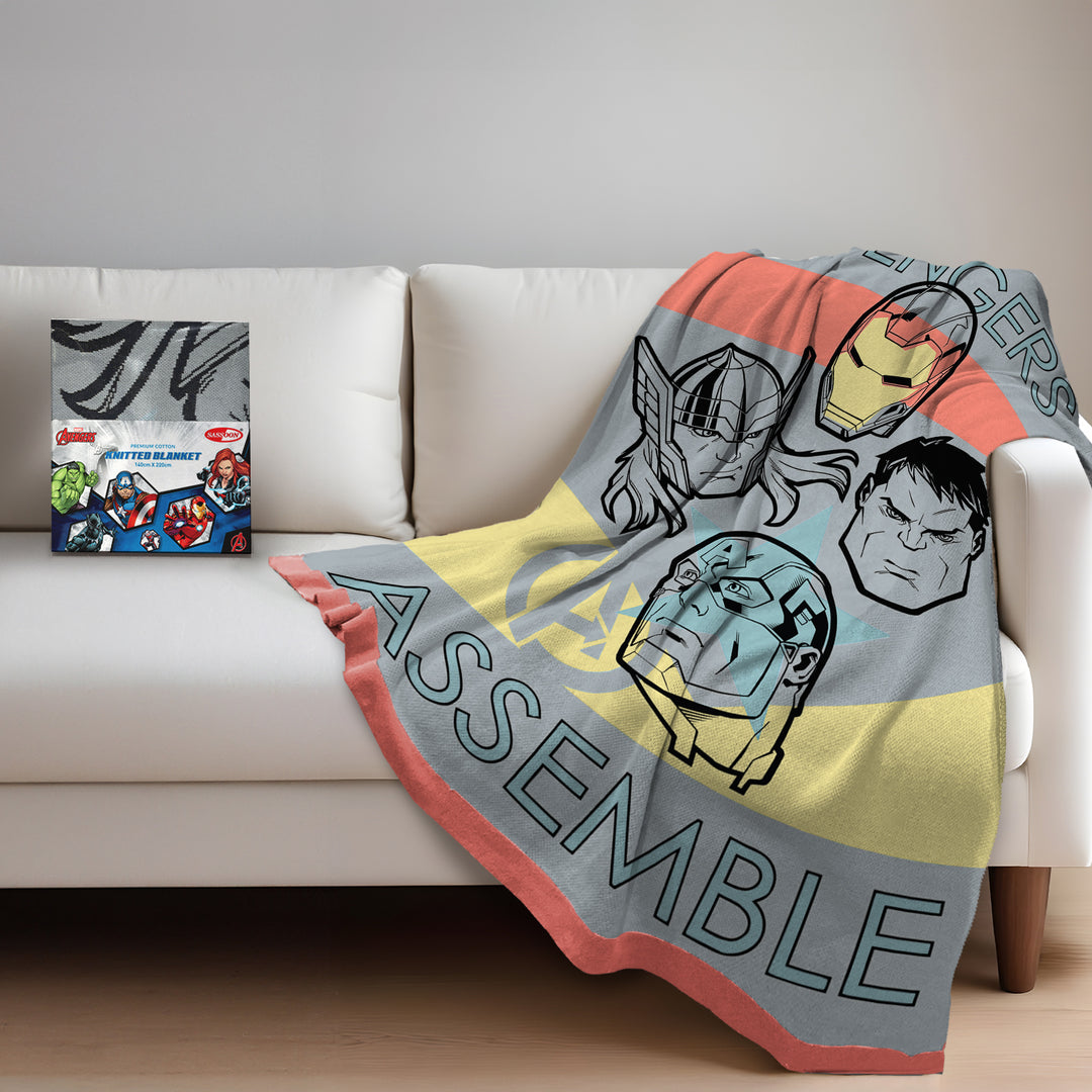 Marvel Avengers Kids Single Bed Knitted Blanket