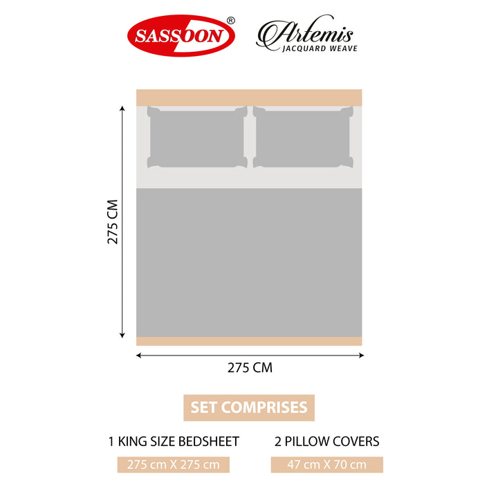 Artemis Italian Jacquard Weave Sateen Cotton Bedsheet- 400 TC (Wave Design)