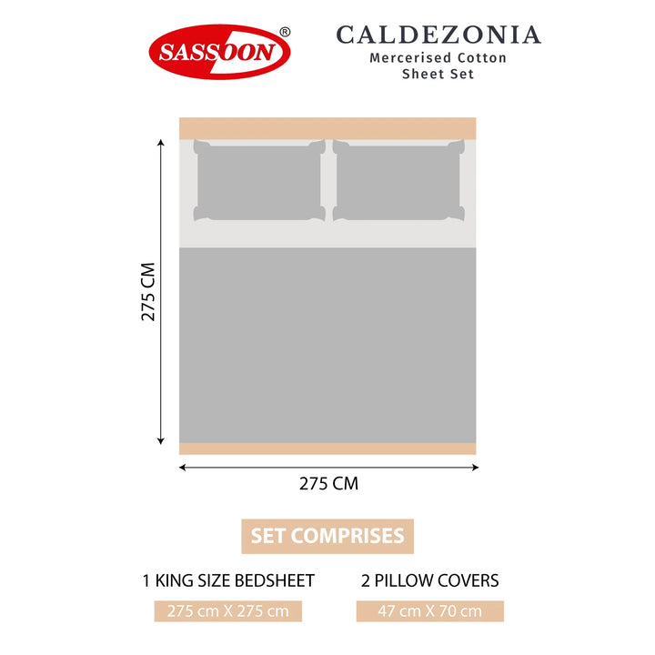 Caldezonia Mercerised 100% Cotton Bedsheet in Solid Colors - 300 TC