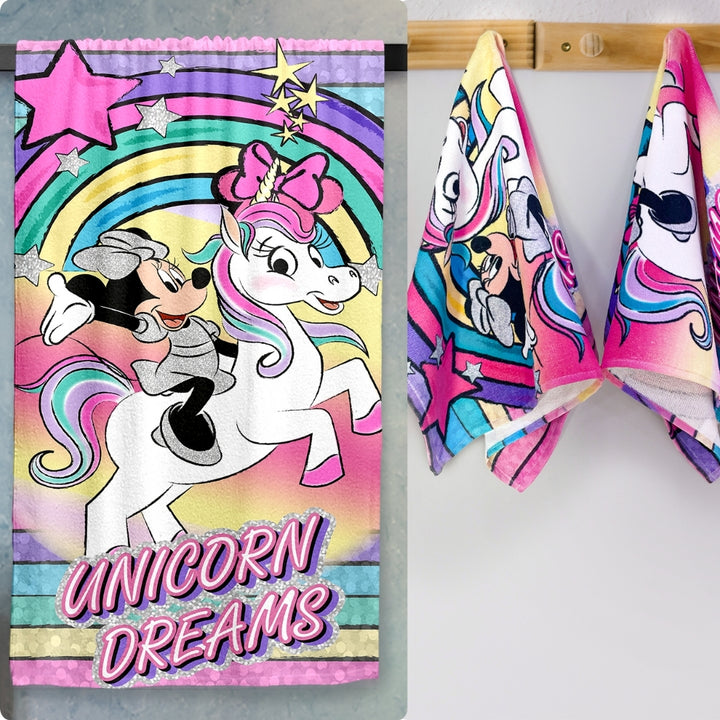 Minnie & Unicorn Kids Bath Towel & Hand Towel Combo