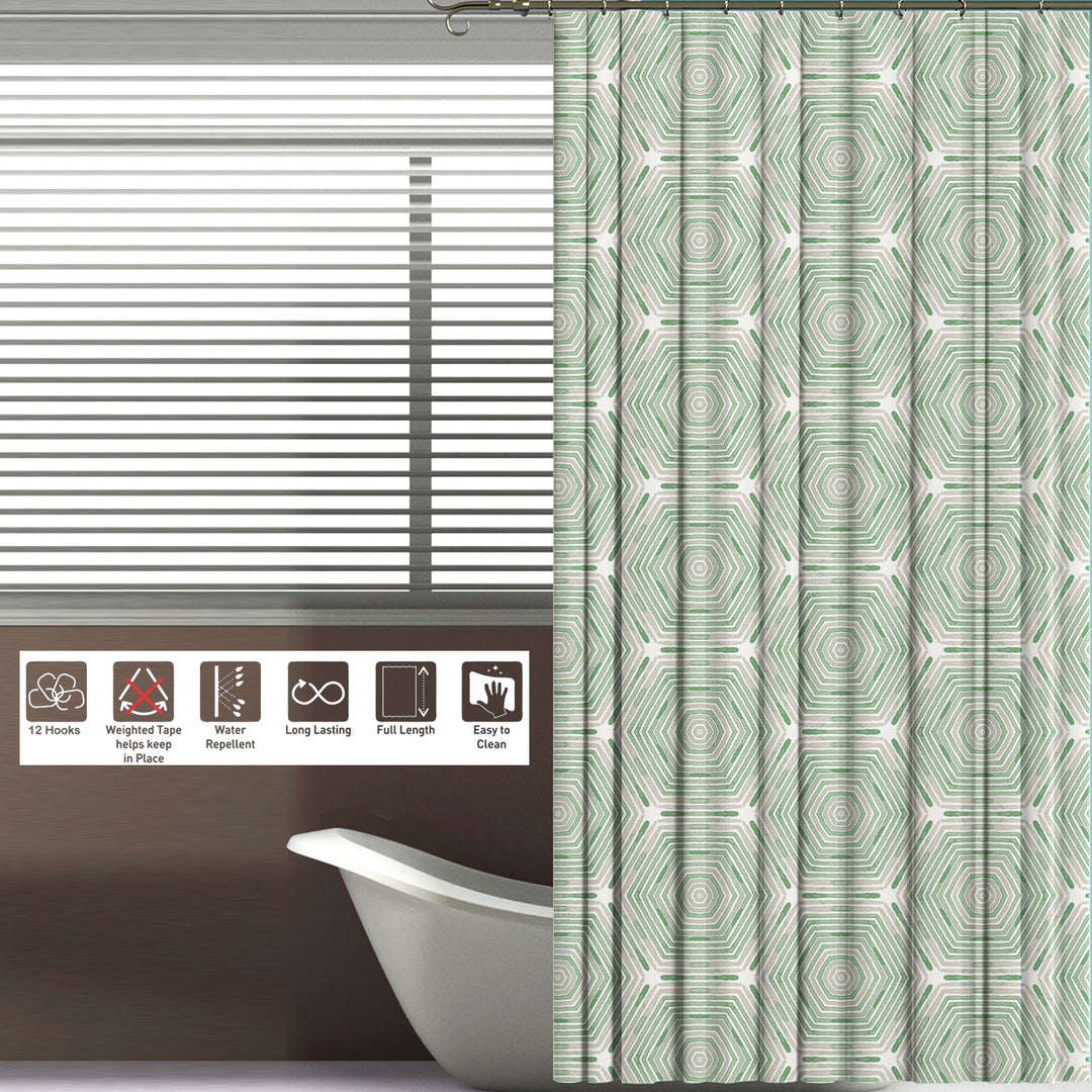 Printed Shower Curtain with Hooks