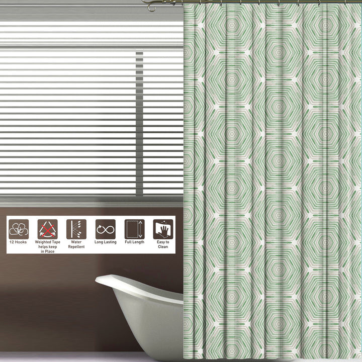 Printed Shower Curtain with Hooks