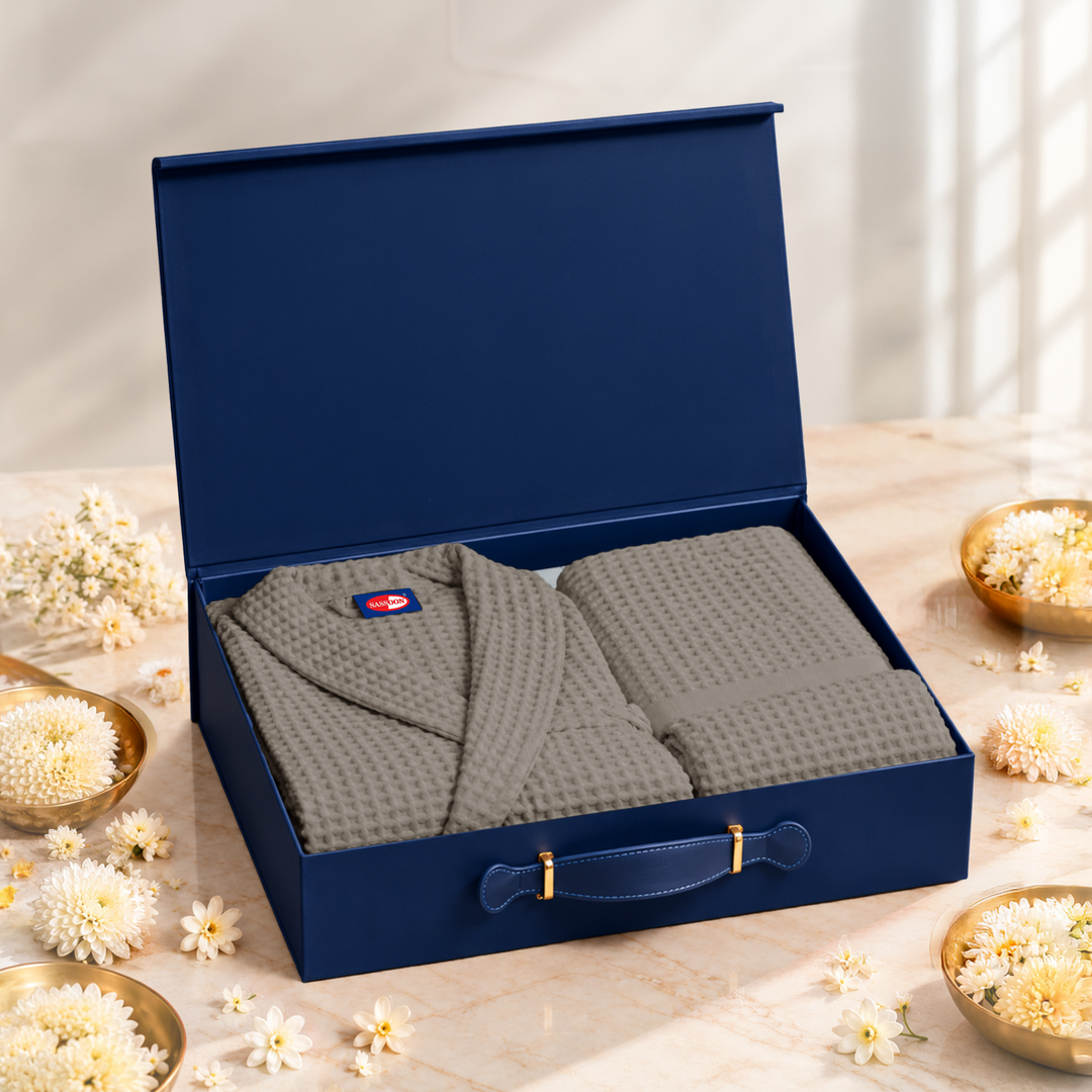 Festive Gift Box | Brink Waffle Bathrobe & Towel Set