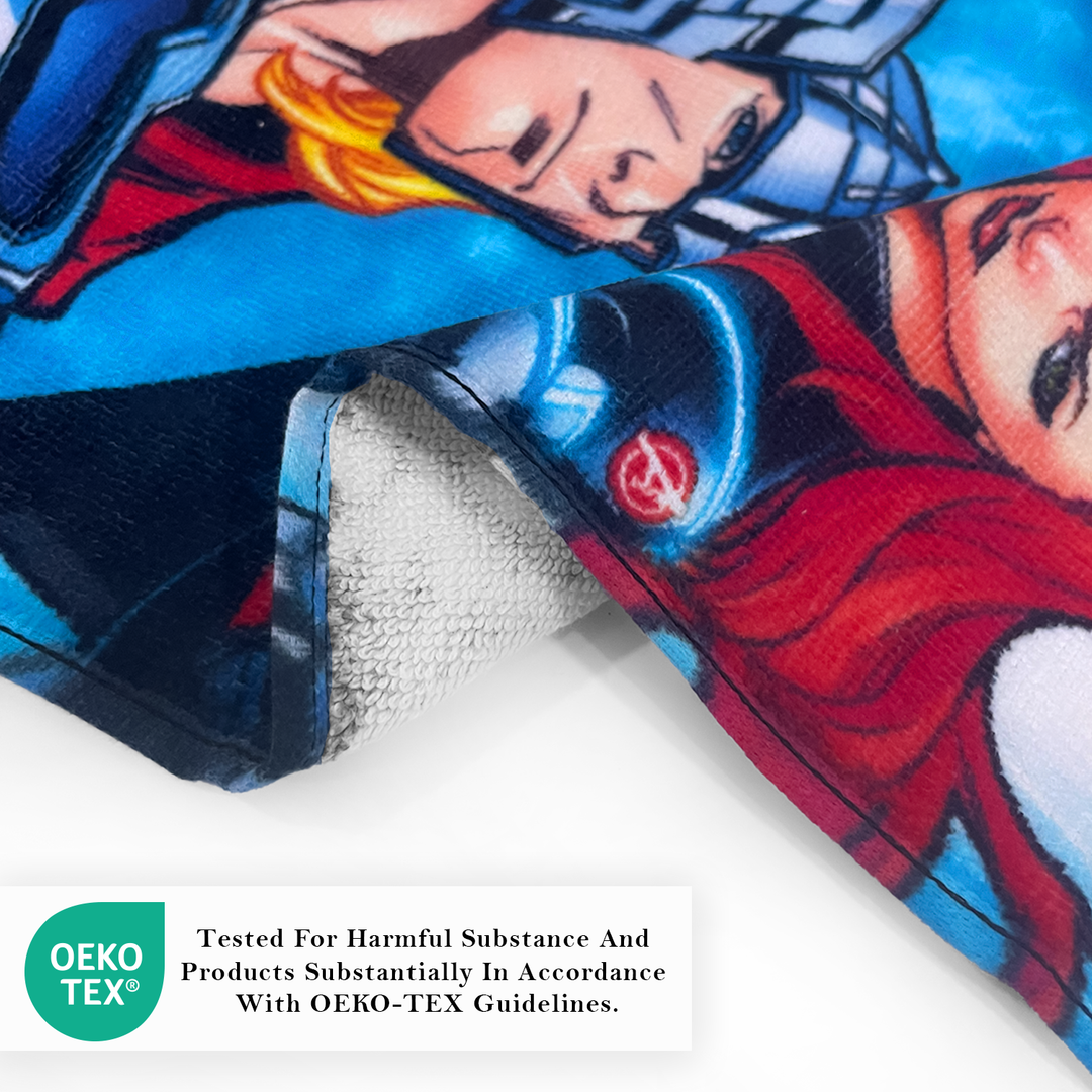 Avengers Cartoon Printed Hand Towels For Kids -40cmx60cm ( Machine Washable, Highly Absorbent, 100% Rich Cotton, Luxury Softness)