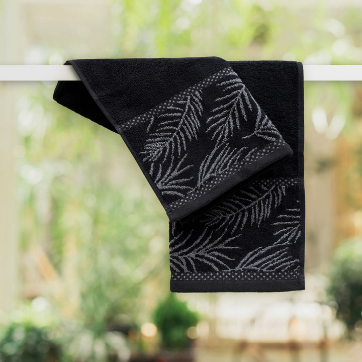 Black Color Super Soft Zero Twist 100% Cotton Hand Towel with 380 GSM ( 100% Cotton, Zero-Twist Fabric, Protection Against Mircrobial Allergies, Highly Absorbent, Lint and Fade Resistant)