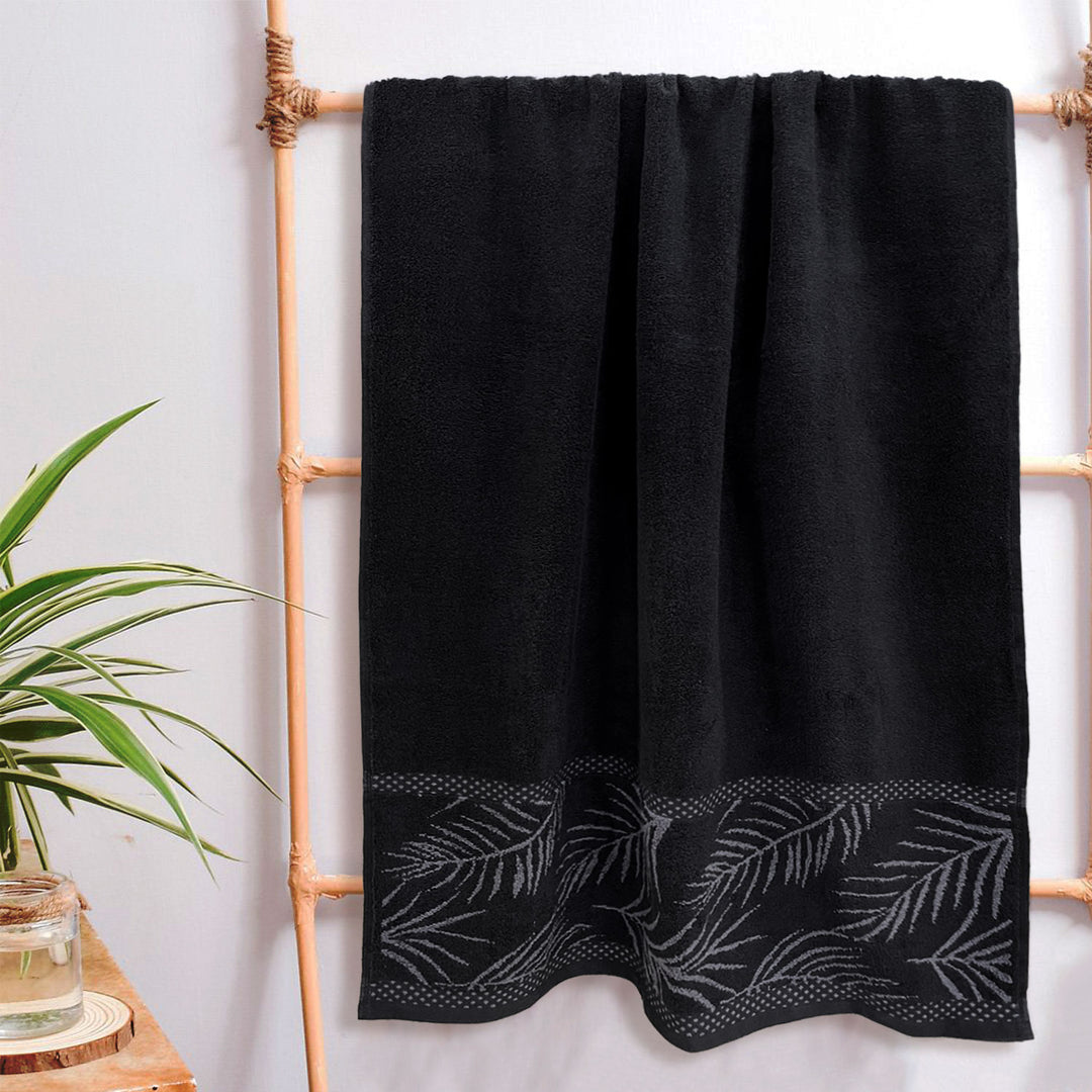 Black Color Super Soft Zero Twist 100% Cotton Towel with 380 GSM ( 100% Cotton, Zero-Twist Fabric, Protection Against Mircrobial Allergies, Highly Absorbent, Lint and Fade Resistant)