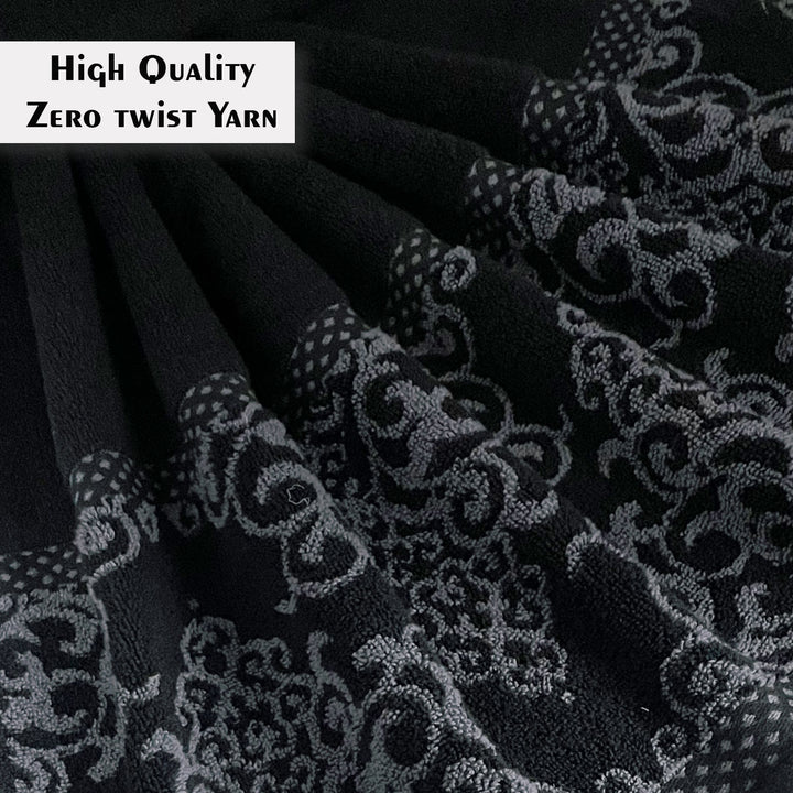 Black Color Zero Twist 100% Cotton Towel with 380 GSM ( 100% Cotton, Zero-Twist Fabric, Protection Against Microbial Allergies, Highly Absorbent, Lint and Fade Resistant)