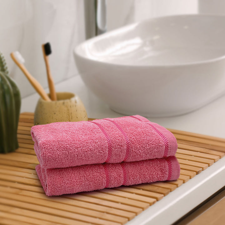 Pink Color 100% Cotton Hand Towel Set with 380 GSM