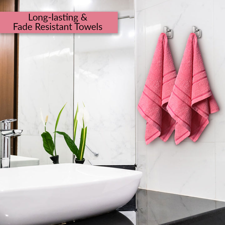 Pink Color 100% Cotton Hand Towel Set with 380 GSM