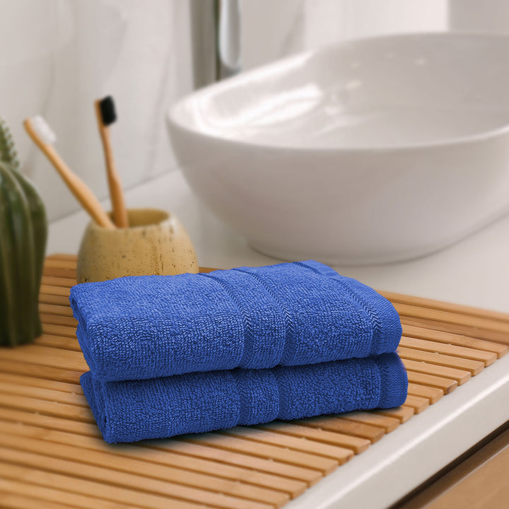 Blue Color 100% Cotton Hand Towel Set with 380 GSM