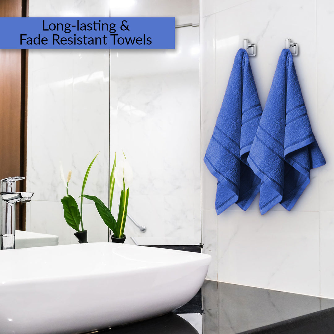 Blue Color 100% Cotton Hand Towel Set with 380 GSM