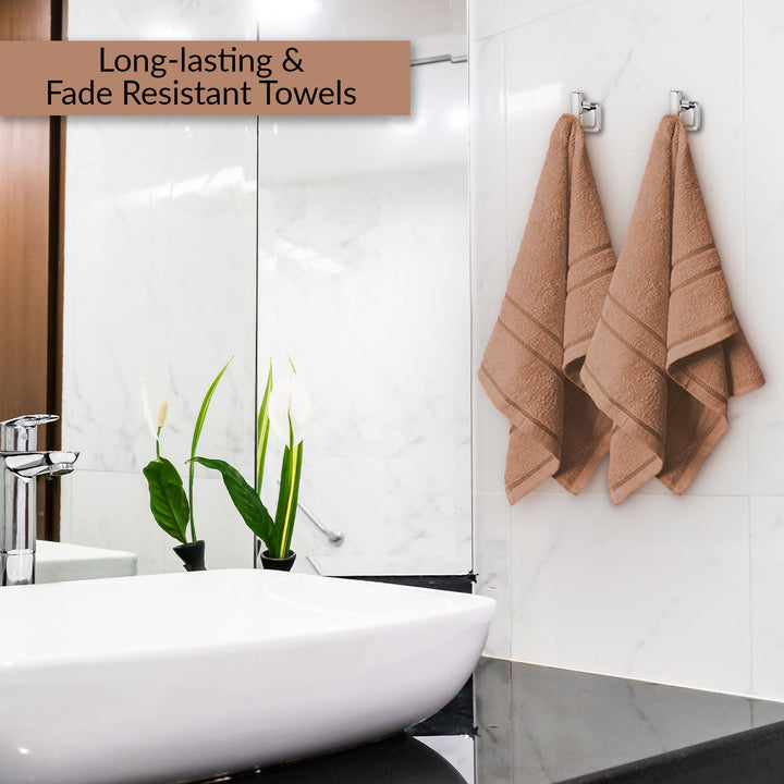 Brown Color 100% Cotton Hand Towel Set with 380 GSM