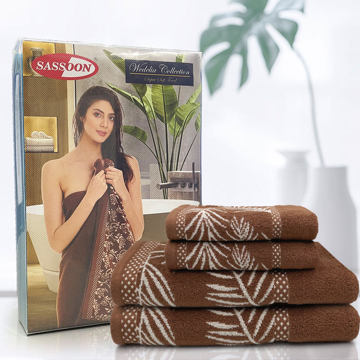 Brown Color Super Soft Zero Twist 100% Cotton Towel Set with 380 GSM ( 100% Cotton, Zero-Twist Fabric, Protection Against Mircrobial Allergies, Highly Absorbent, Lint and Fade Resistant)