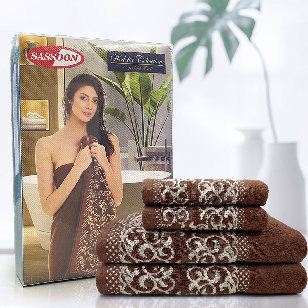 Brown Color Zero Twist 100% Cotton Towel Set with 380 GSM ( 100% Cotton, Zero-Twist Fabric, Protection Against Microbial Allergies, Highly Absorbent, Lint and Fade Resistant)