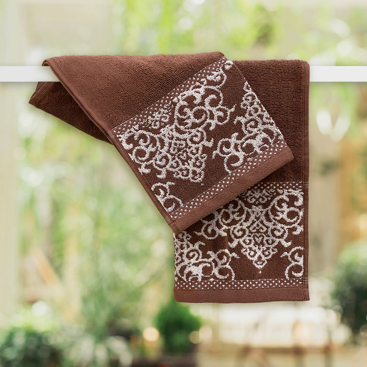 Brown Color Zero Twist 100% Cotton Towel Set with 380 GSM ( 100% Cotton, Zero-Twist Fabric, Protection Against Microbial Allergies, Highly Absorbent, Lint and Fade Resistant)