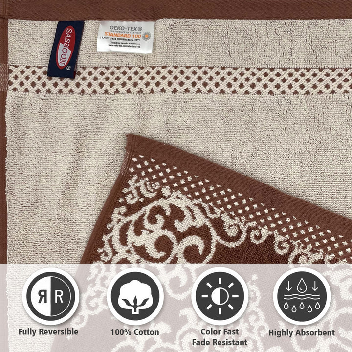 Brown Color Zero Twist 100% Cotton Towel with 380 GSM ( 100% Cotton, Zero-Twist Fabric, Protection Against Microbial Allergies, Highly Absorbent, Lint and Fade Resistant)